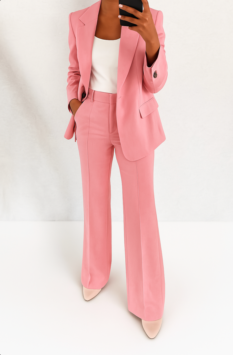 Two-Piece Blazer & Trouser Set, Women's Chic Fit