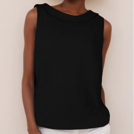 Sleeveless Roll Collar Top for Women, Casual Style