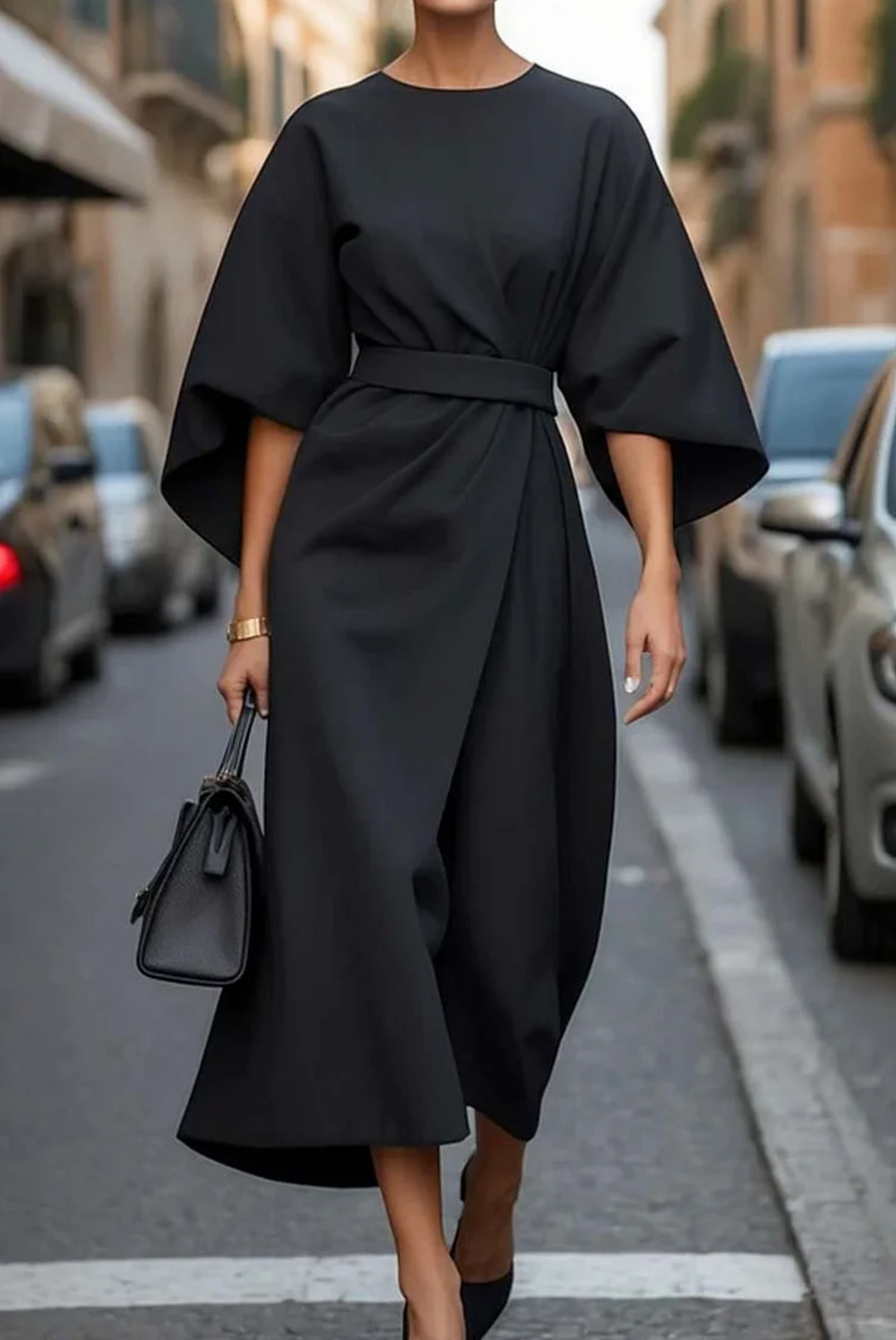 Ladies Elegant Lantern Sleeves Dress