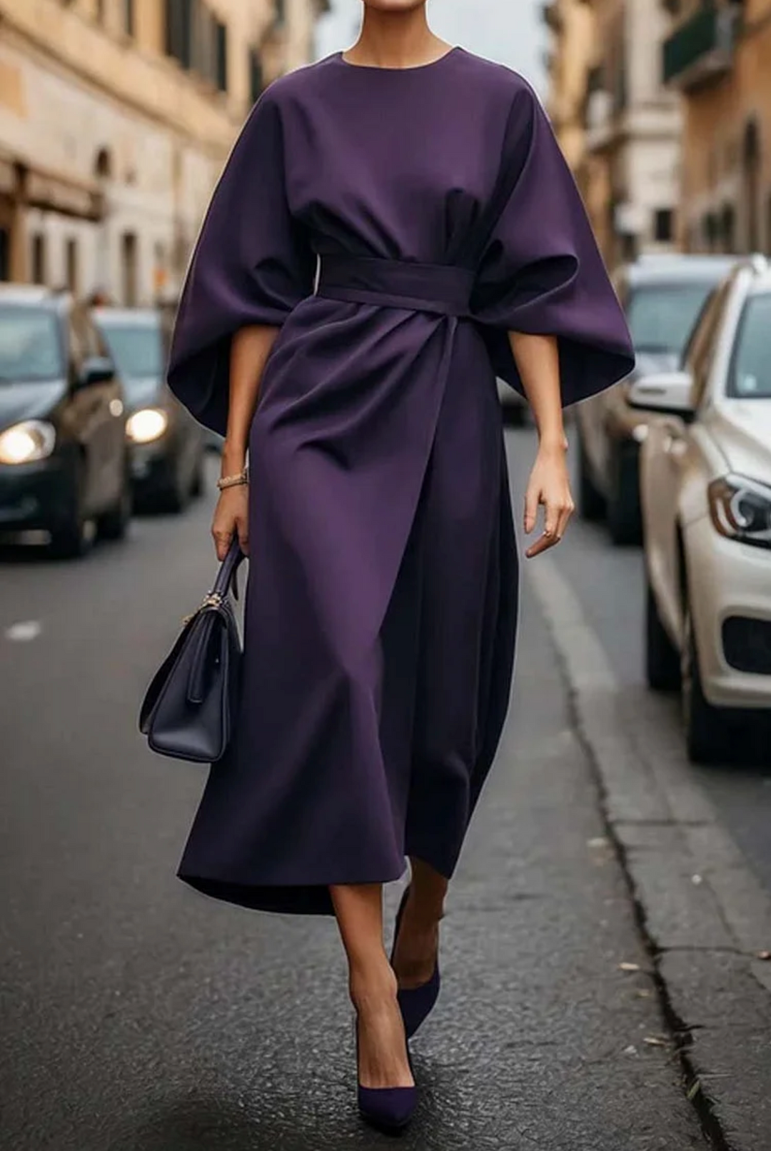 Ladies Elegant Lantern Sleeves Dress