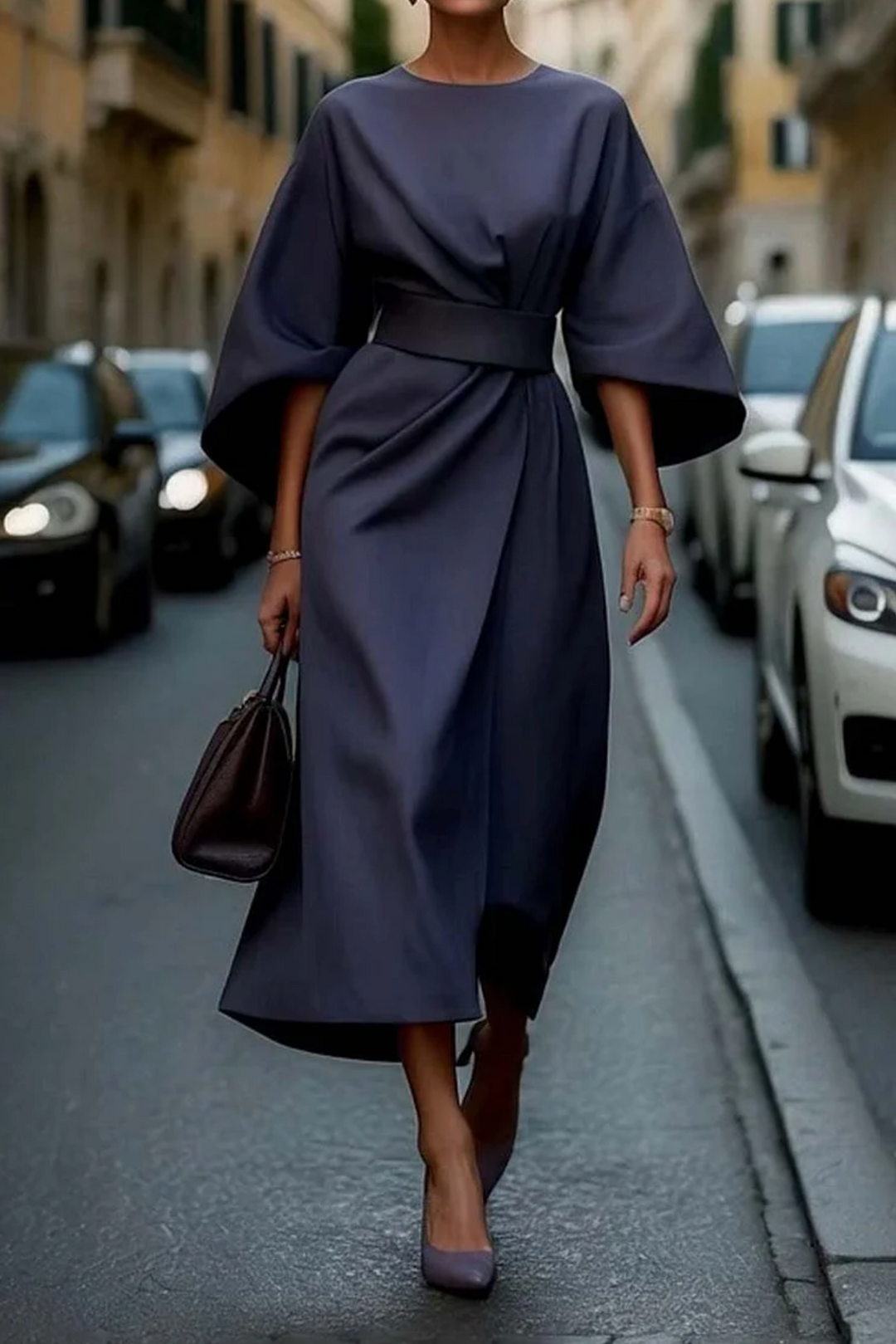 Ladies Elegant Lantern Sleeves Dress