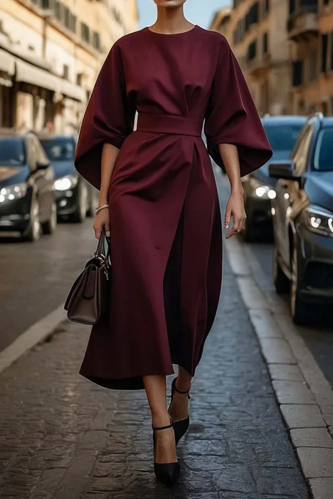 Ladies Elegant Lantern Sleeves Dress