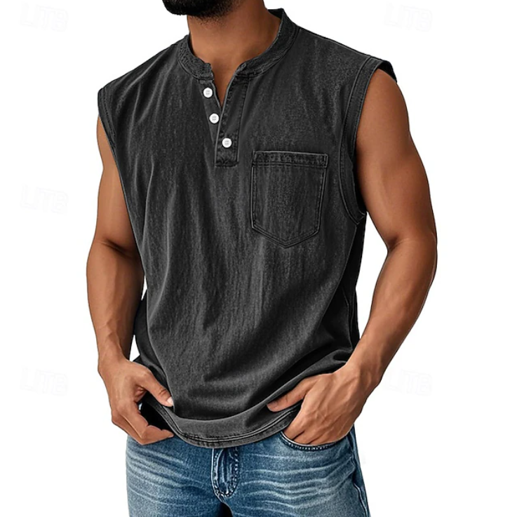 Casual Sleeveless Vintage Style Shirt for Men