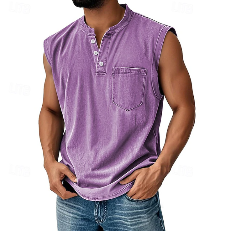 Casual Sleeveless Vintage Style Shirt for Men