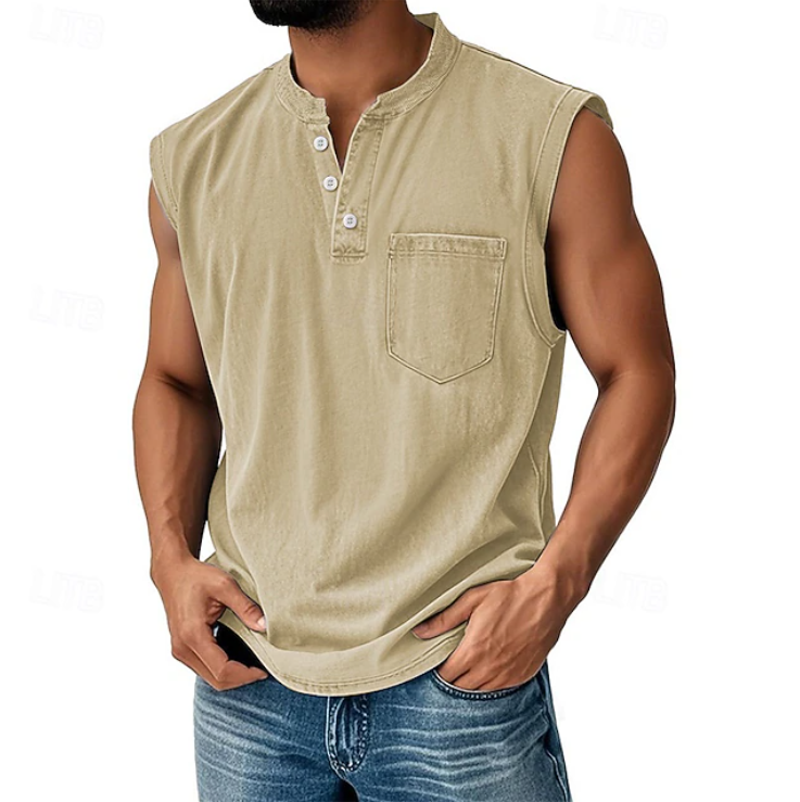 Casual Sleeveless Vintage Style Shirt for Men