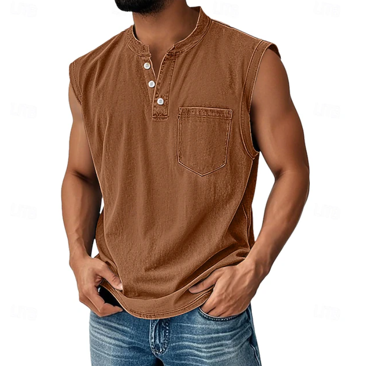 Casual Sleeveless Vintage Style Shirt for Men