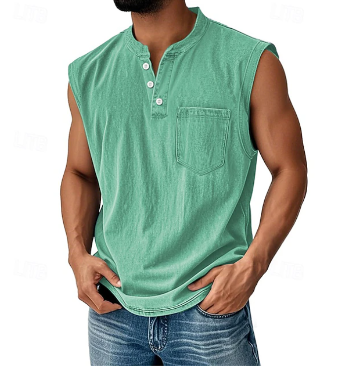 Casual Sleeveless Vintage Style Shirt for Men