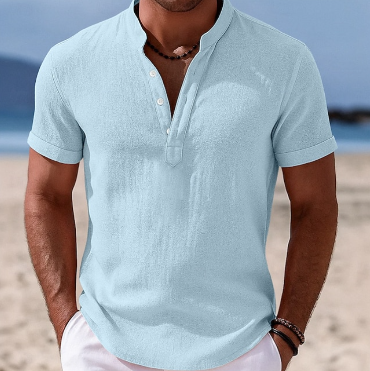 Summer Button-Up Short Sleeve Shirt for Men, Plus Size