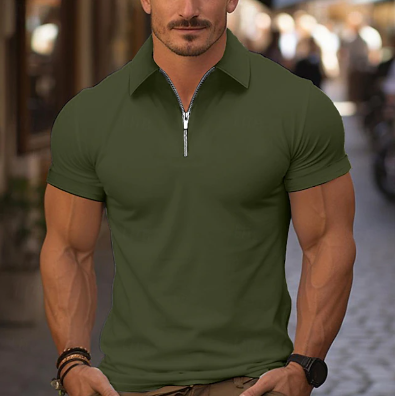 Classic Quarter Zip Collar Shirt for Men