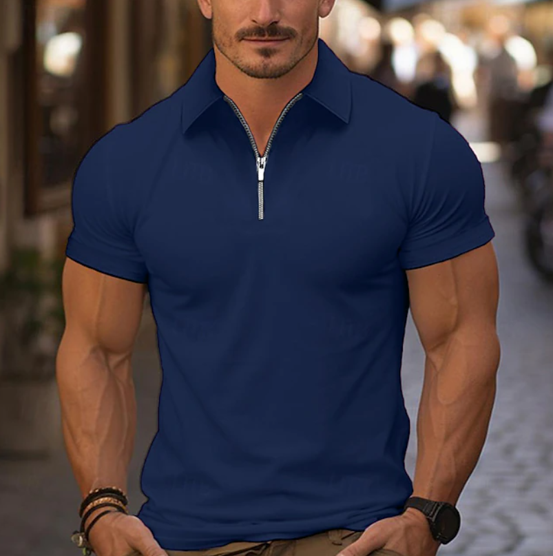Classic Quarter Zip Collar Shirt for Men