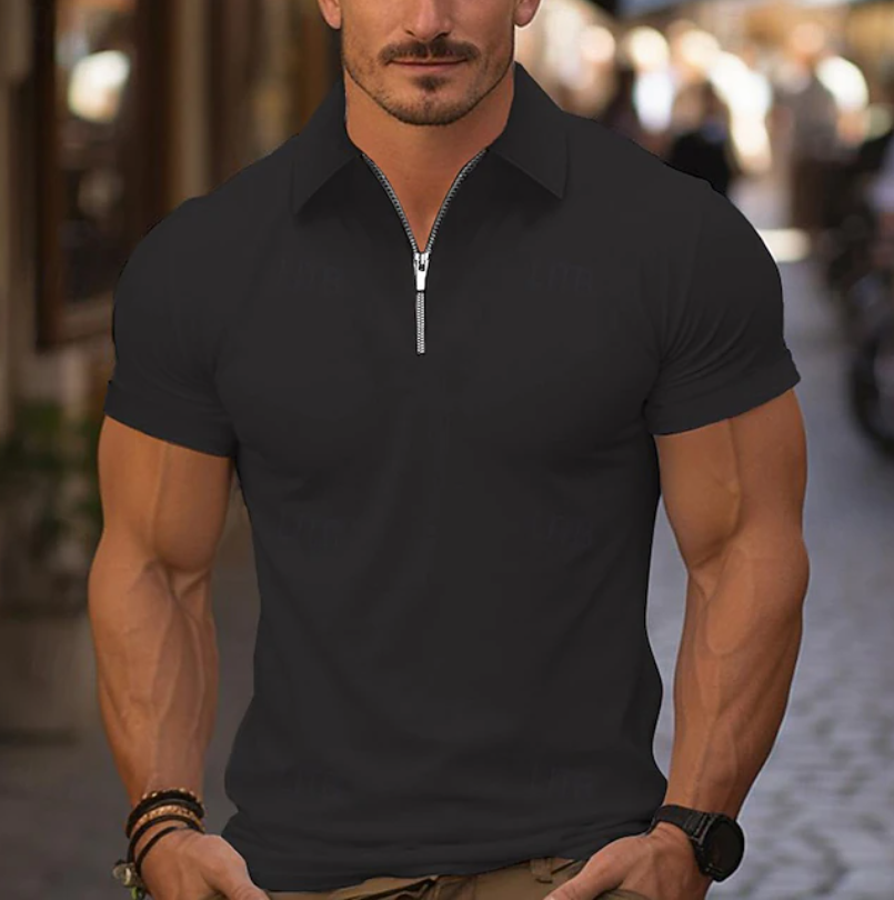Classic Quarter Zip Collar Shirt for Men