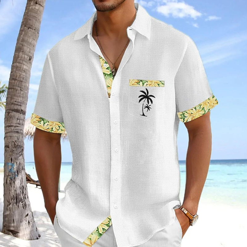 Tropical Relaxed Button Shirt for Men, Plus Size