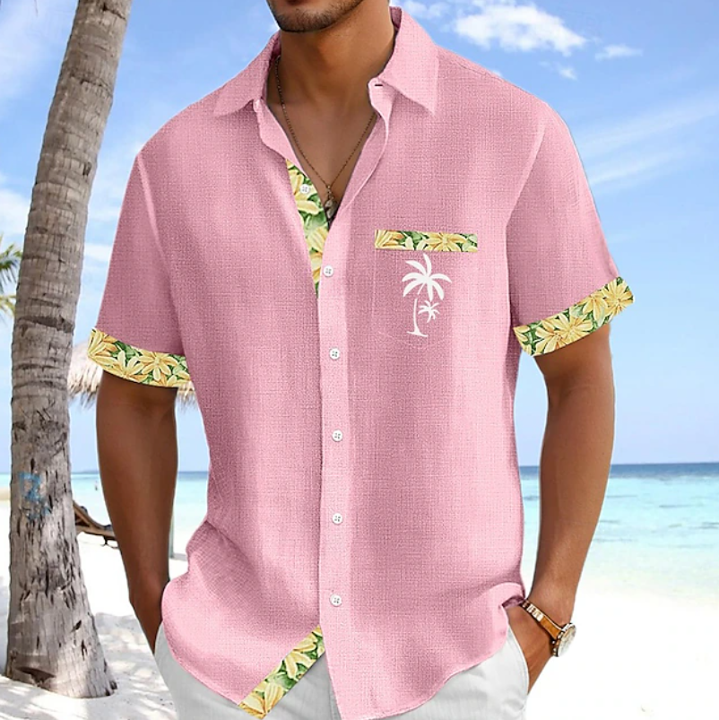 Tropical Relaxed Button Shirt for Men, Plus Size