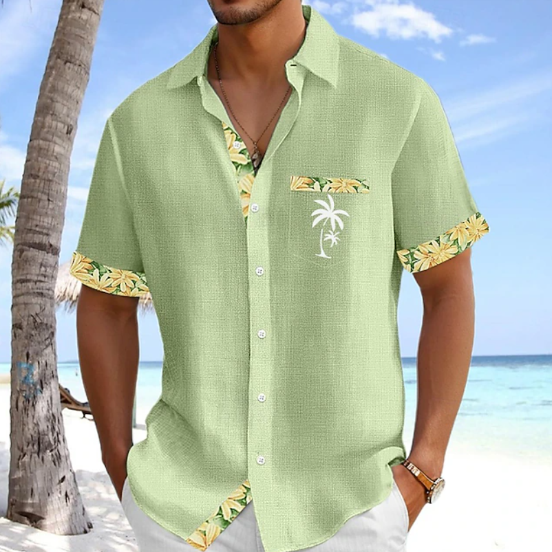Tropical Relaxed Button Shirt for Men, Plus Size
