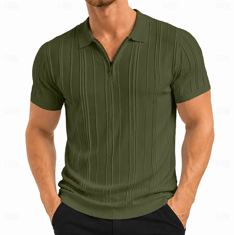 Textured Slim Fit Polo Shirt for Men, Plus Size