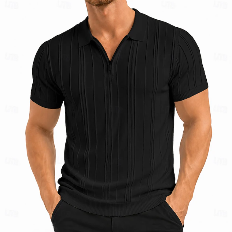 Textured Slim Fit Polo Shirt for Men, Plus Size