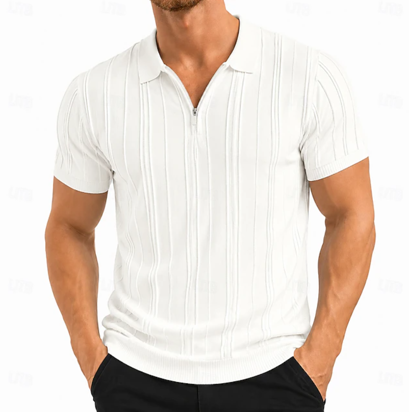 Textured Slim Fit Polo Shirt for Men, Plus Size