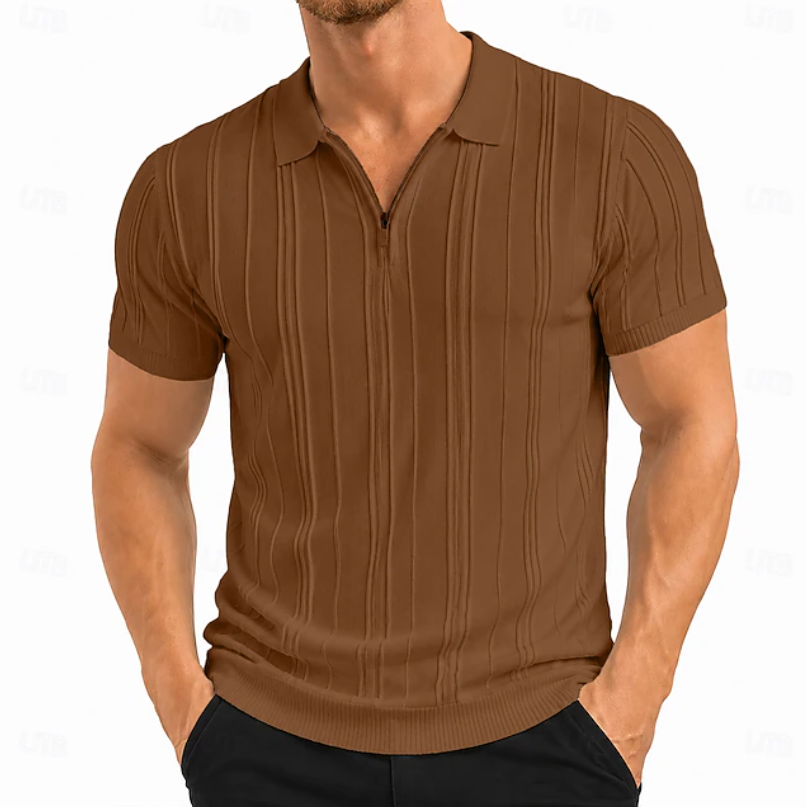 Textured Slim Fit Polo Shirt for Men, Plus Size