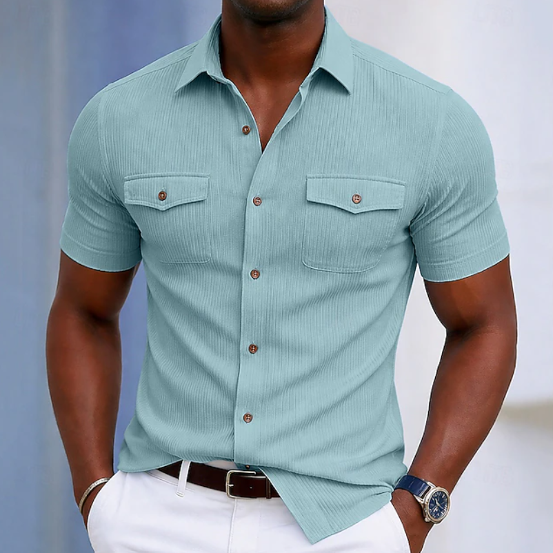 Tailored Pocket Button Shirt for Men, Plus Size