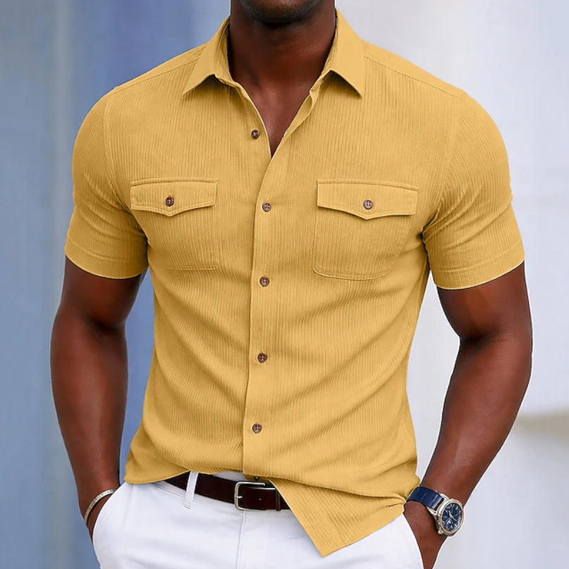 Tailored Pocket Button Shirt for Men, Plus Size