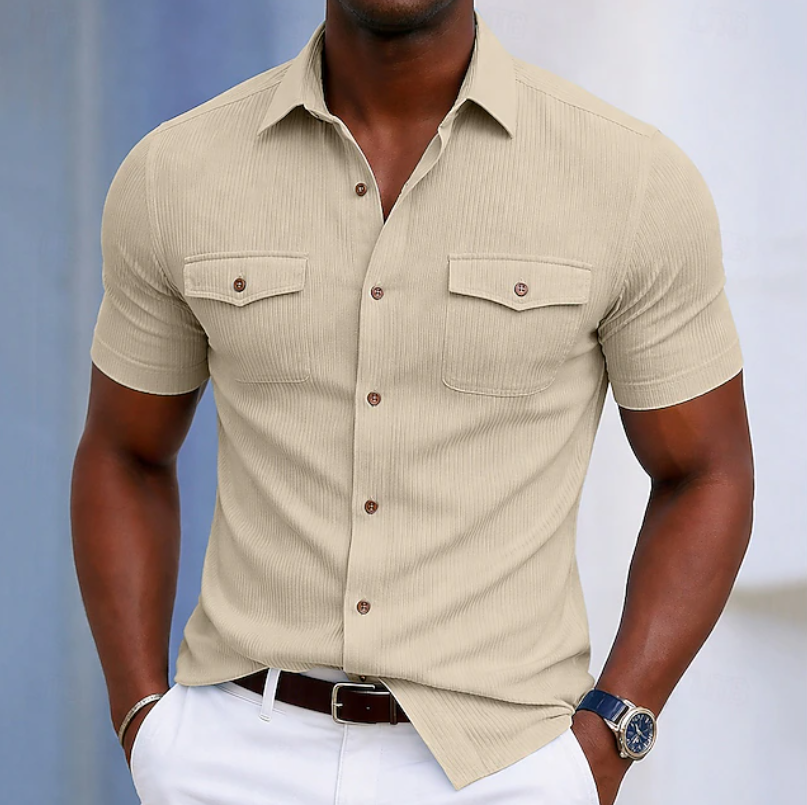 Tailored Pocket Button Shirt for Men, Plus Size