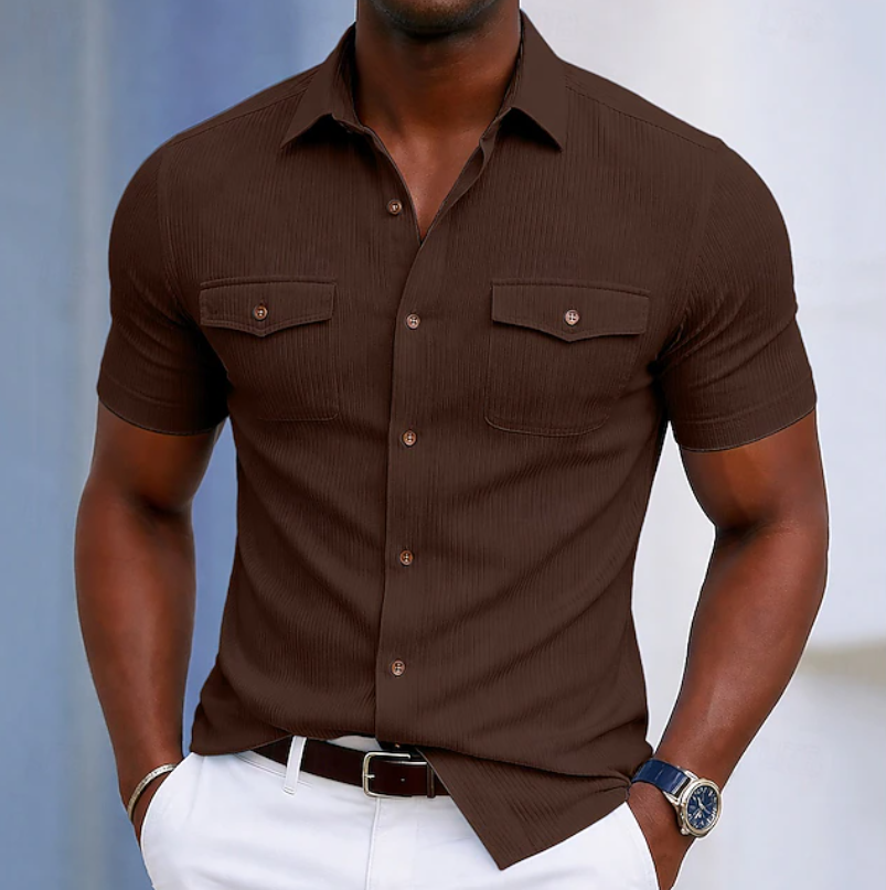 Tailored Pocket Button Shirt for Men, Plus Size