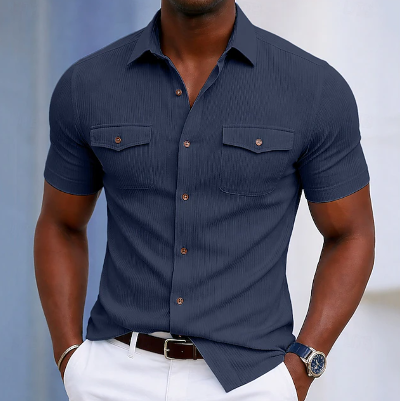 Tailored Pocket Button Shirt for Men, Plus Size