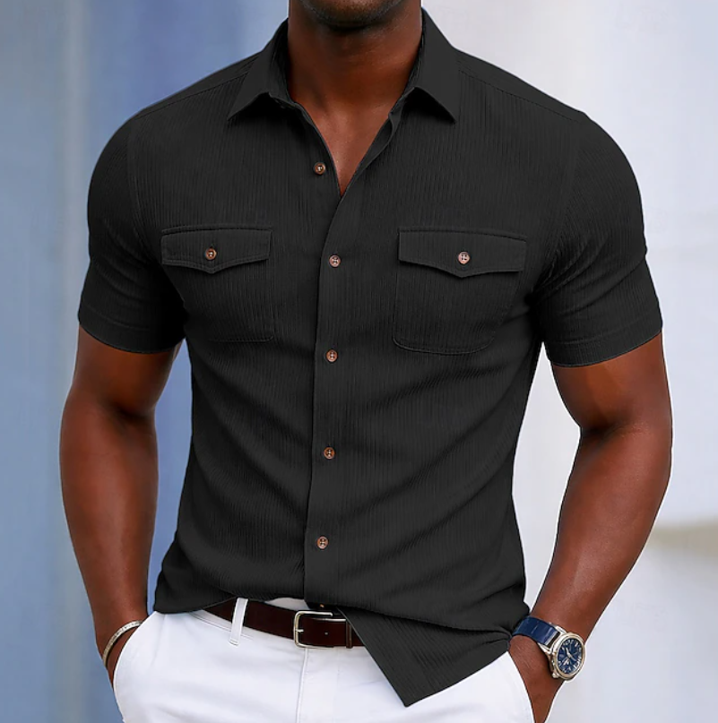 Tailored Pocket Button Shirt for Men, Plus Size