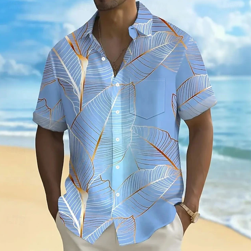 Botanical Short-Sleeve Shirt for Men, Relaxed Style