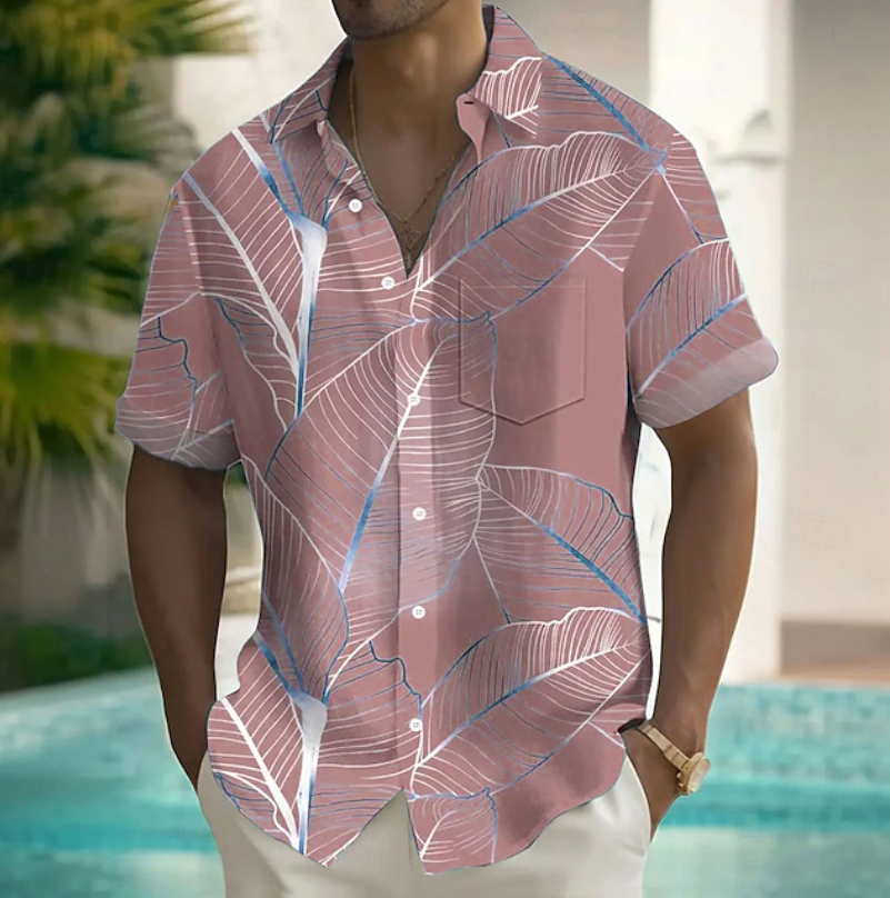 Botanical Short-Sleeve Shirt for Men, Relaxed Style