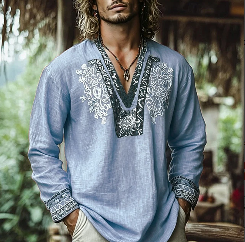 Embroidered Resort Shirt for Men, Plus Size