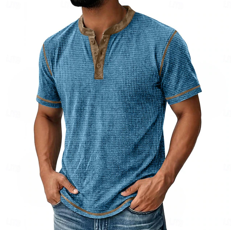 Men's Textured Henley Short Sleeve T-Shirt
