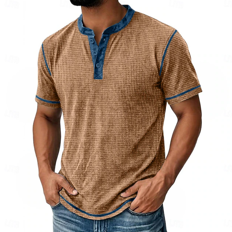 Men's Textured Henley Short Sleeve T-Shirt