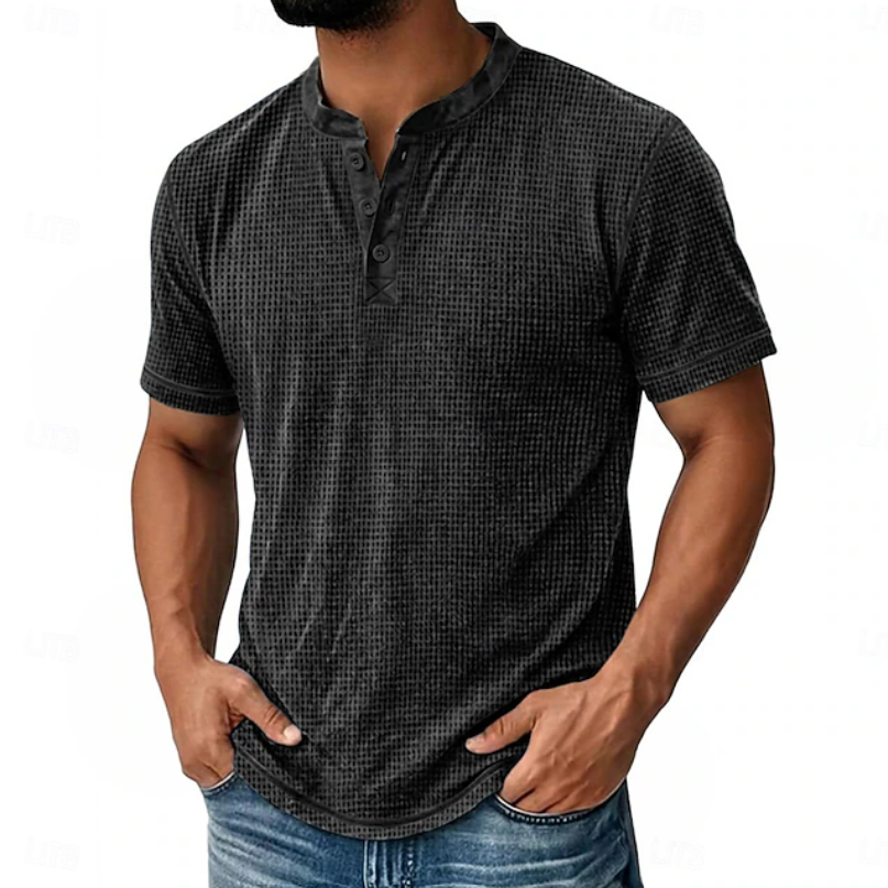 Men's Textured Henley Short Sleeve T-Shirt