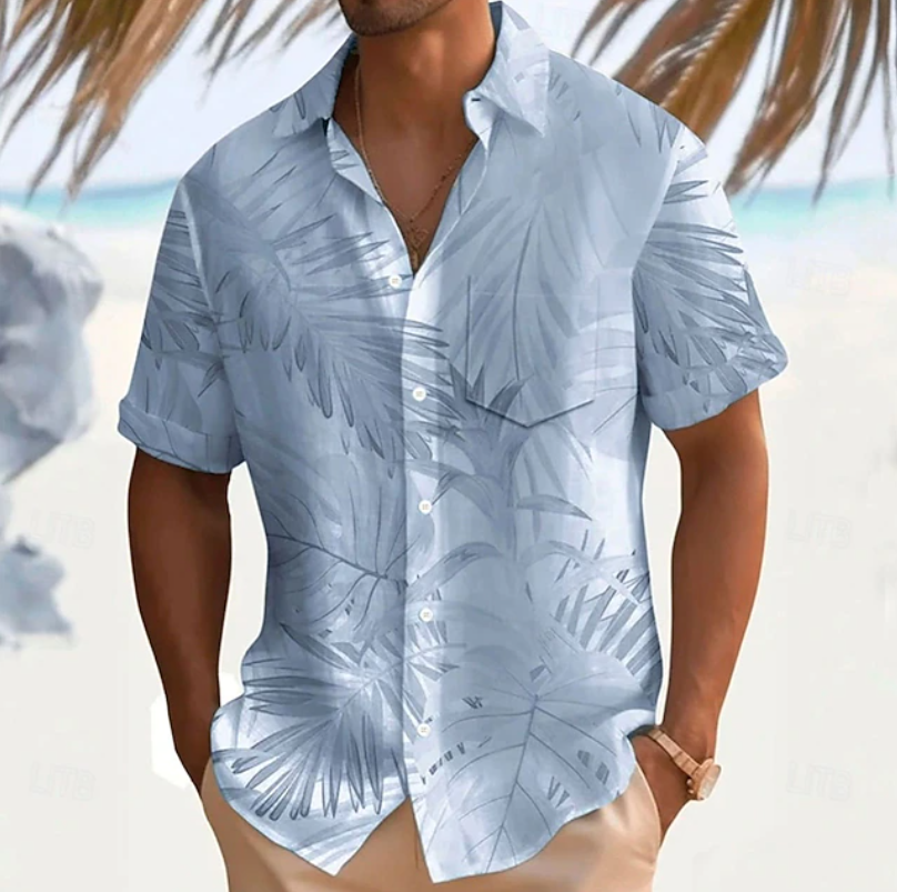 Men's Tropical Print Short Sleeve Shirt