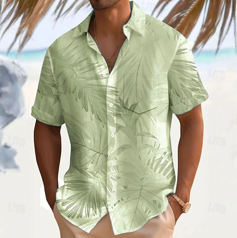 Men's Tropical Print Short Sleeve Shirt