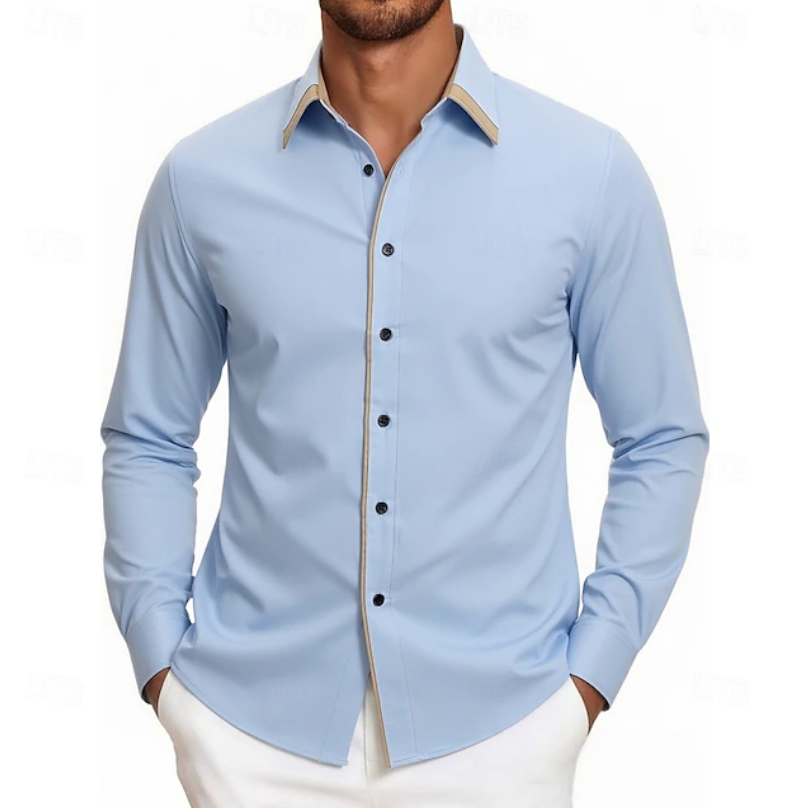 Contrast Trim Long Sleeve Shirt for Men