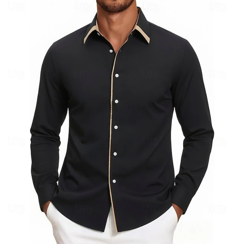 Contrast Trim Long Sleeve Shirt for Men