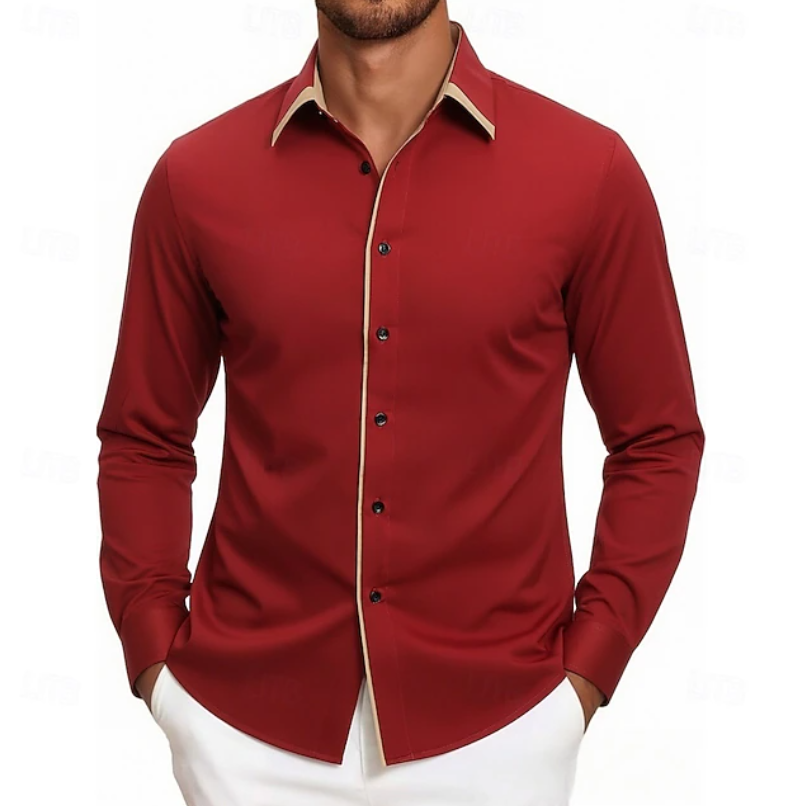 Contrast Trim Long Sleeve Shirt for Men
