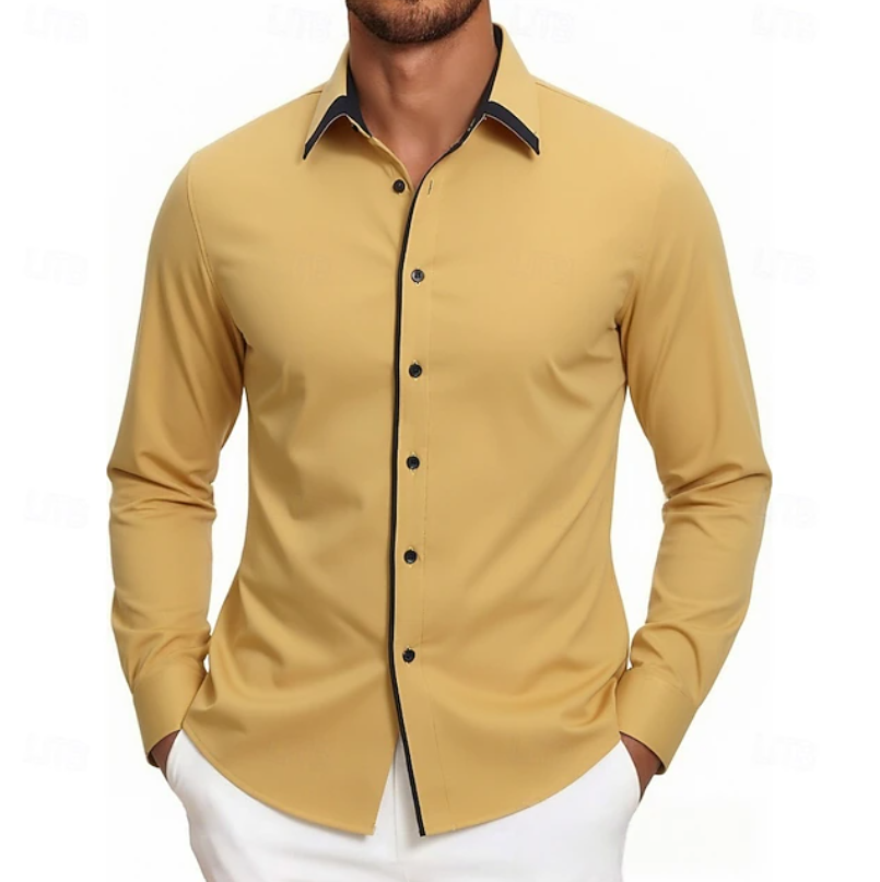 Contrast Trim Long Sleeve Shirt for Men