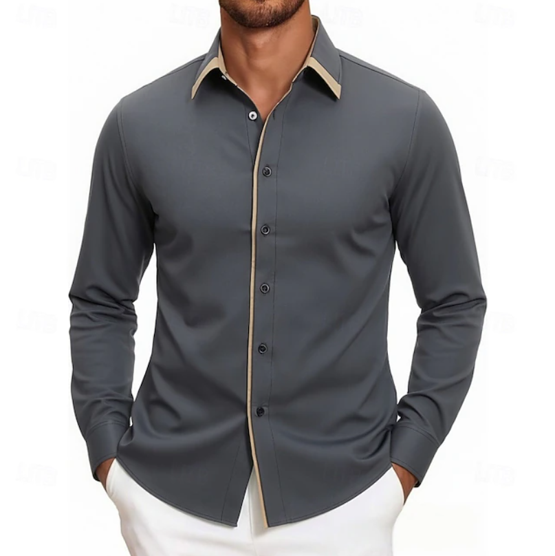 Contrast Trim Long Sleeve Shirt for Men