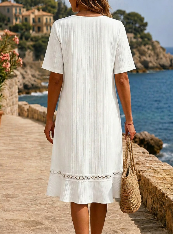 Women's Embroidered V-Neck Midi Dress