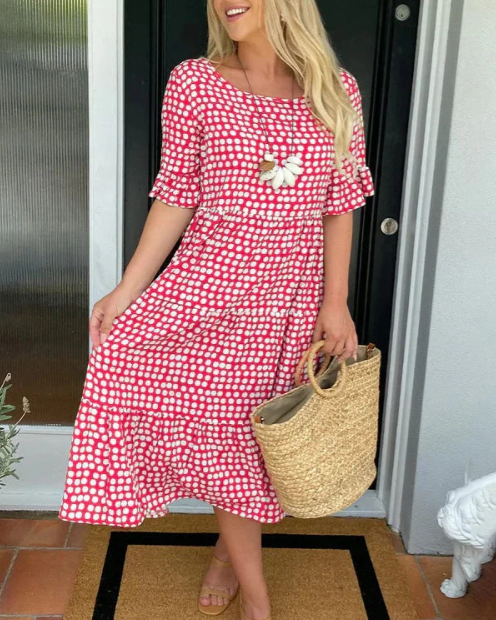 Ladies Sable Short-Sleeve Midi Dress