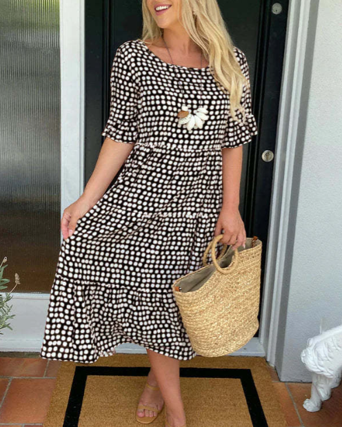 Ladies Sable Short-Sleeve Midi Dress
