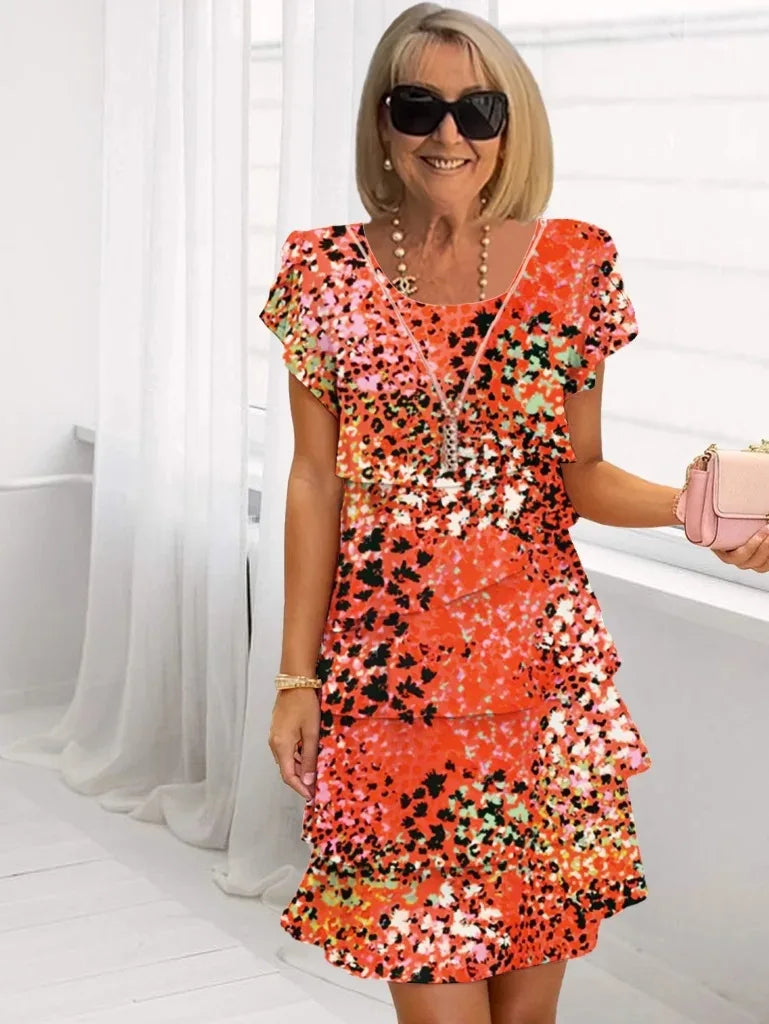 Floral Tiered Chiffon Dress for Women