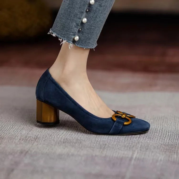 Orthopedic Close Toe Buckle Heels for Women