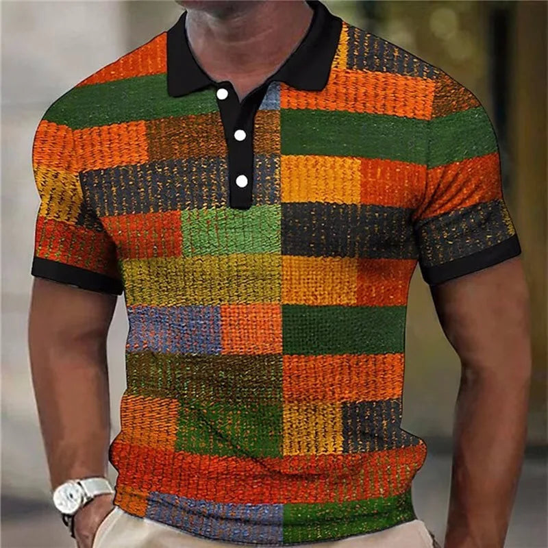 Vibrant Plaid Pattern Shirt for Men, Plus Size