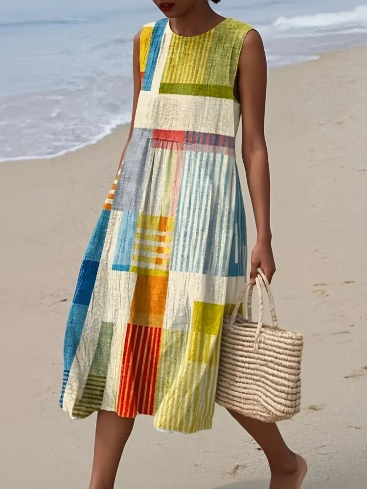 Elegant Art Midi Dress for Women