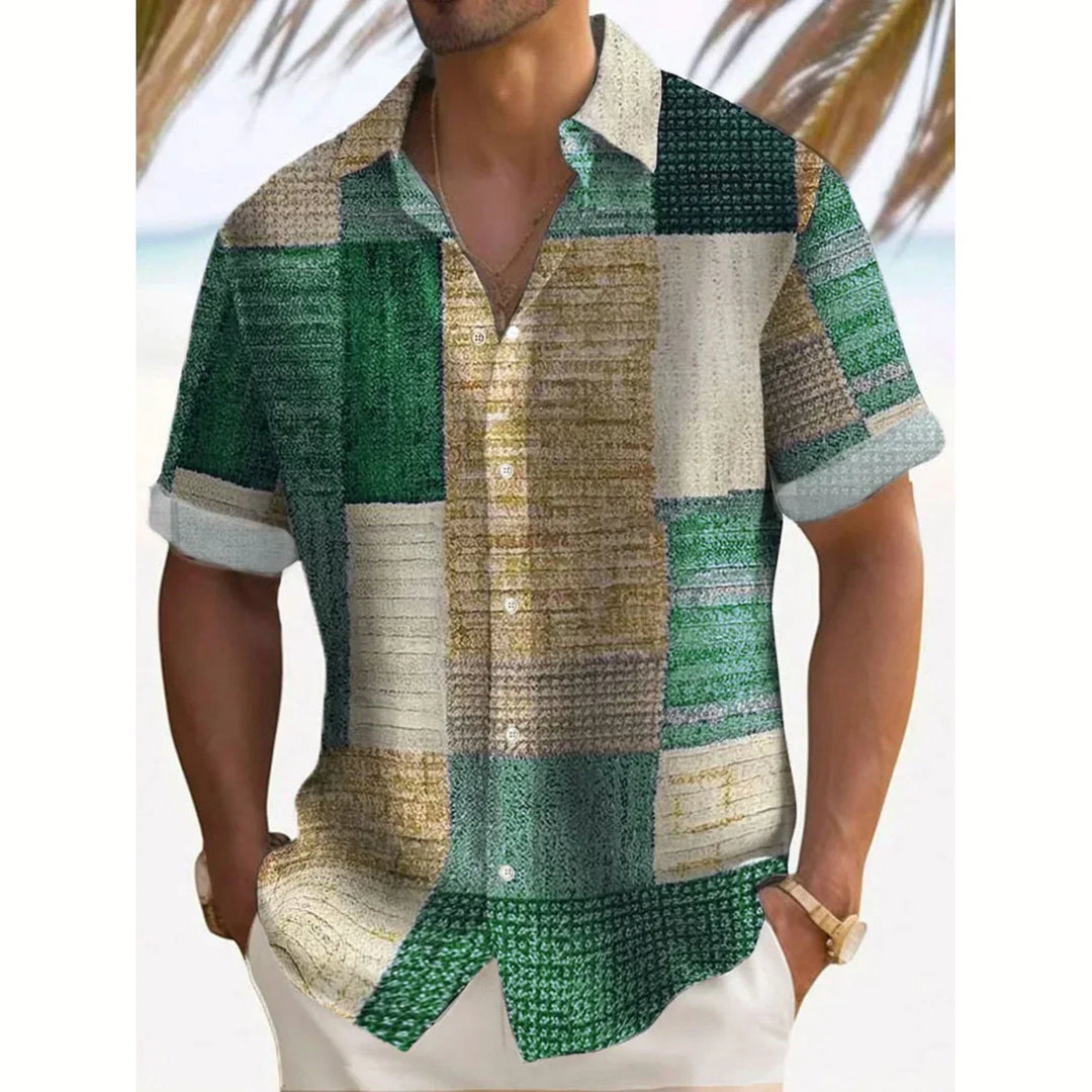 Retro Button-Down Shirt for Men, Plus Size