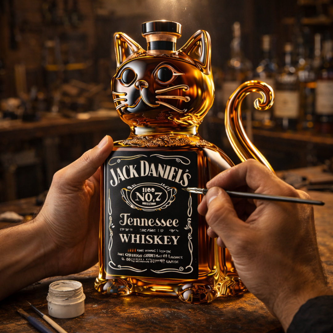 Whisky Bottle Cat Design
